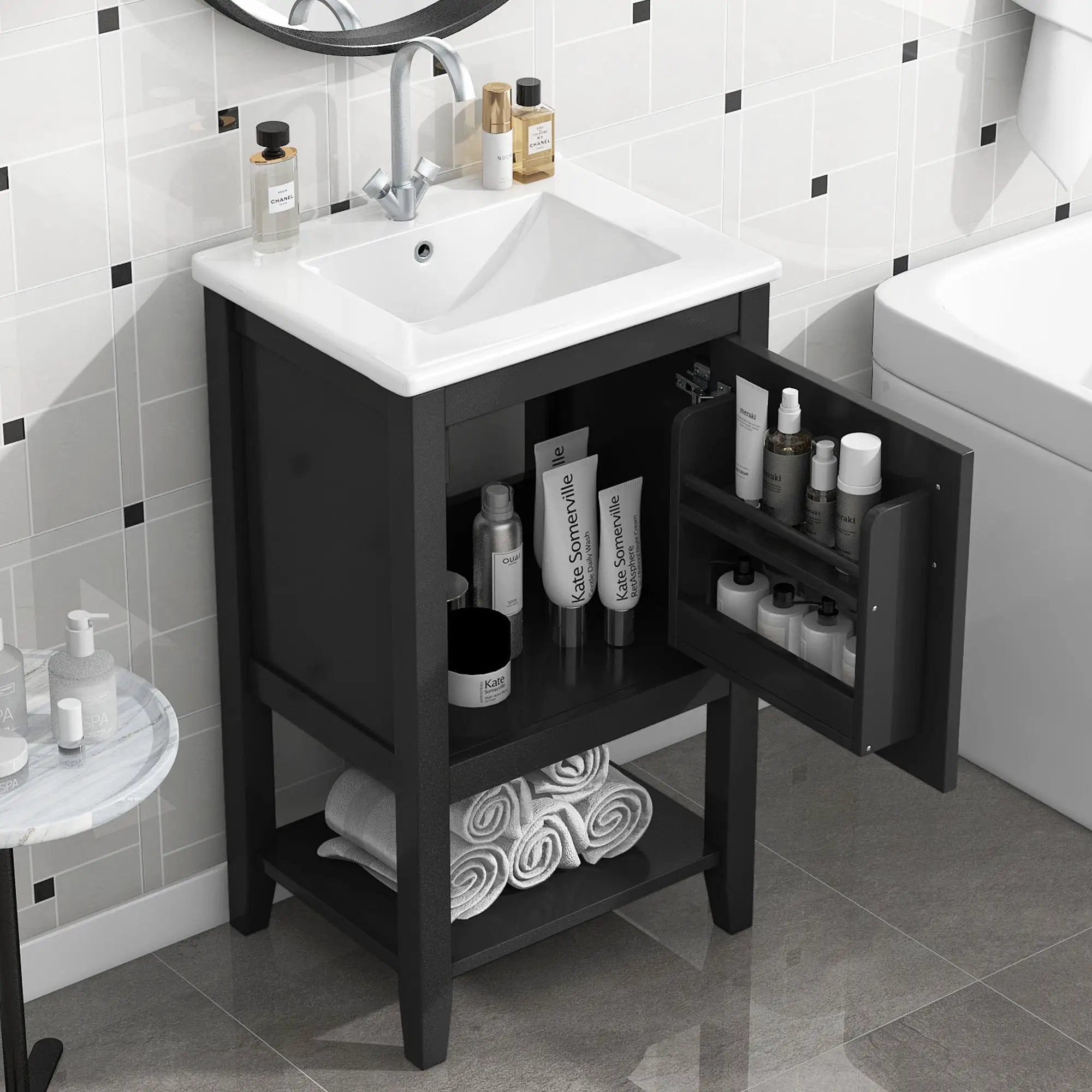 20" Bathroom Vanity with Sink and Storage Rack by HouseOfZazla