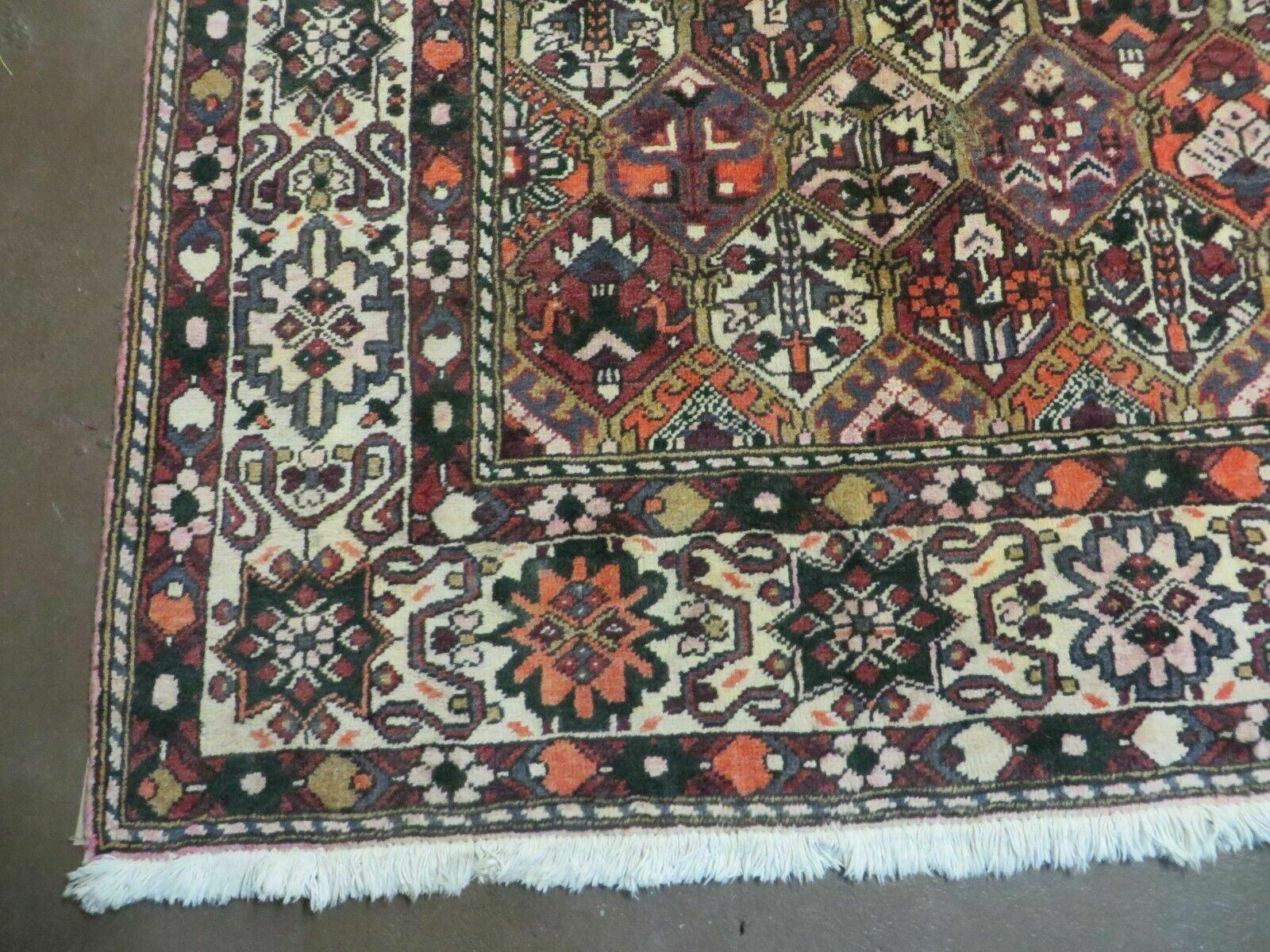 Antique Persian Bakhtiari Rug 7x10 - Multicolor Repeated Panel Design - Vegetable Dyed Rug - Hand Knotted Wool Room Sized Oriental Carpet 7 x 10 Rug by Jewel Rugs