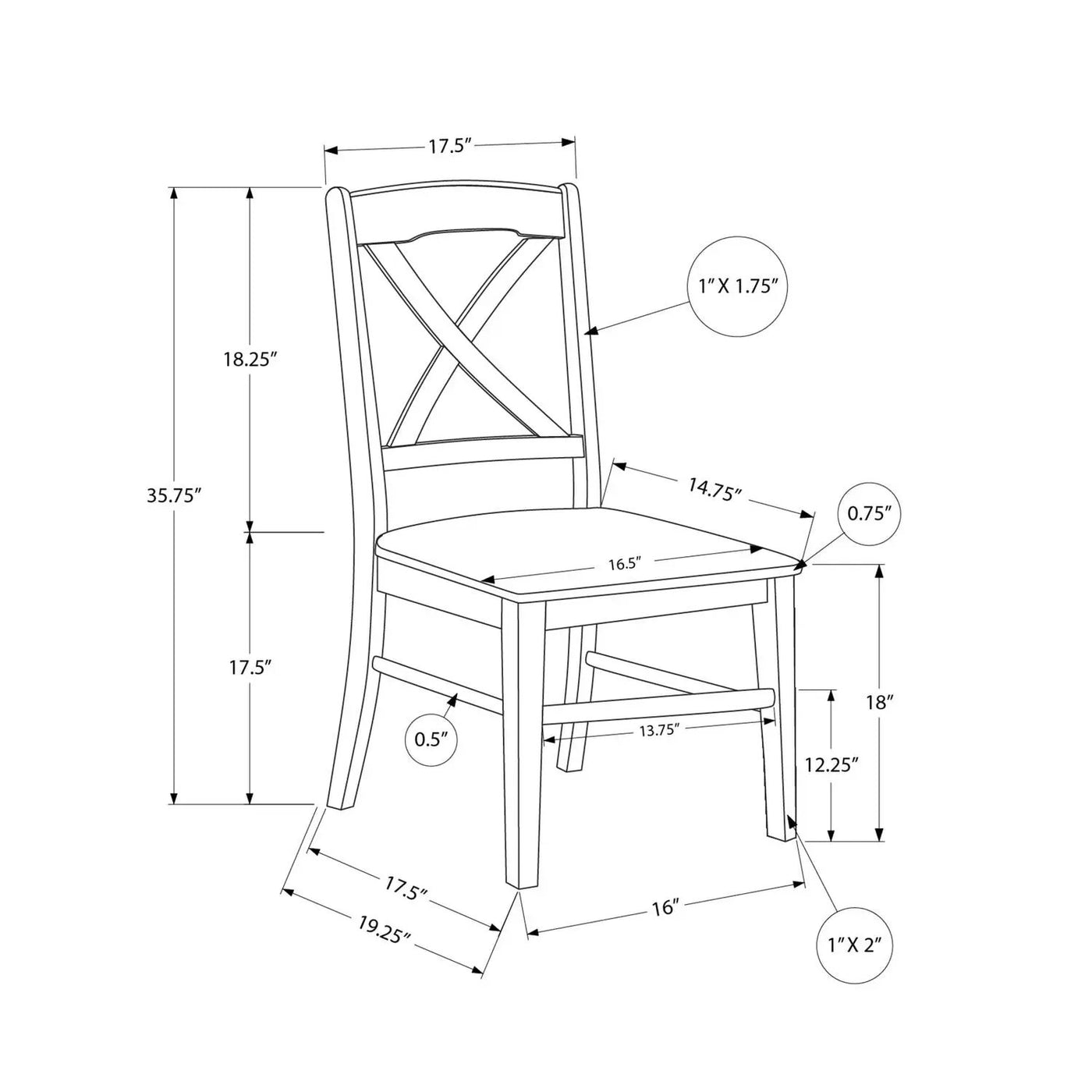 Dining Chair, Side, Dining Room, Transitional (Set of 2) by Unique Piece Furniture