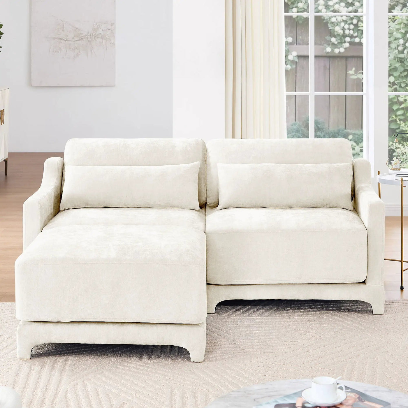 Stylish Sofa With Ottoman And Lumbar Pillows, Ergonomic Design by Unique Piece Furniture