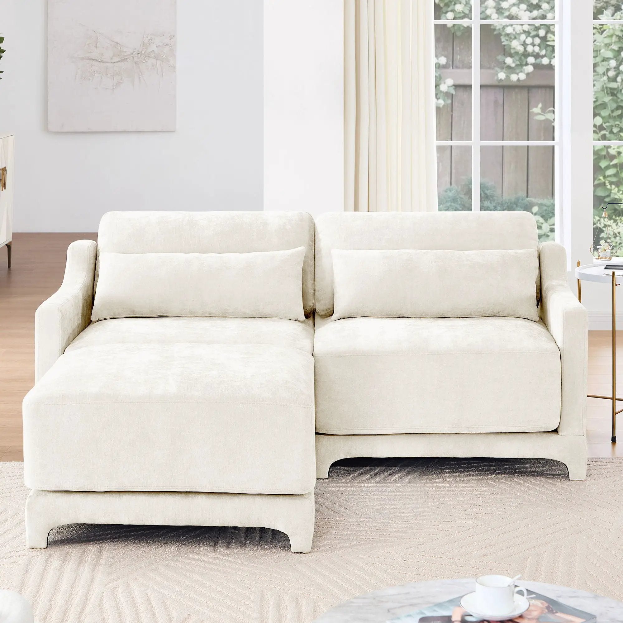 Stylish Sofa With Ottoman And Lumbar Pillows, Ergonomic Design by HouseOfZazla