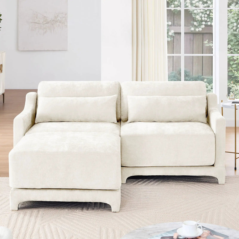 Stylish Sofa With Ottoman And Lumbar Pillows, Ergonomic Design by HouseOfZazla