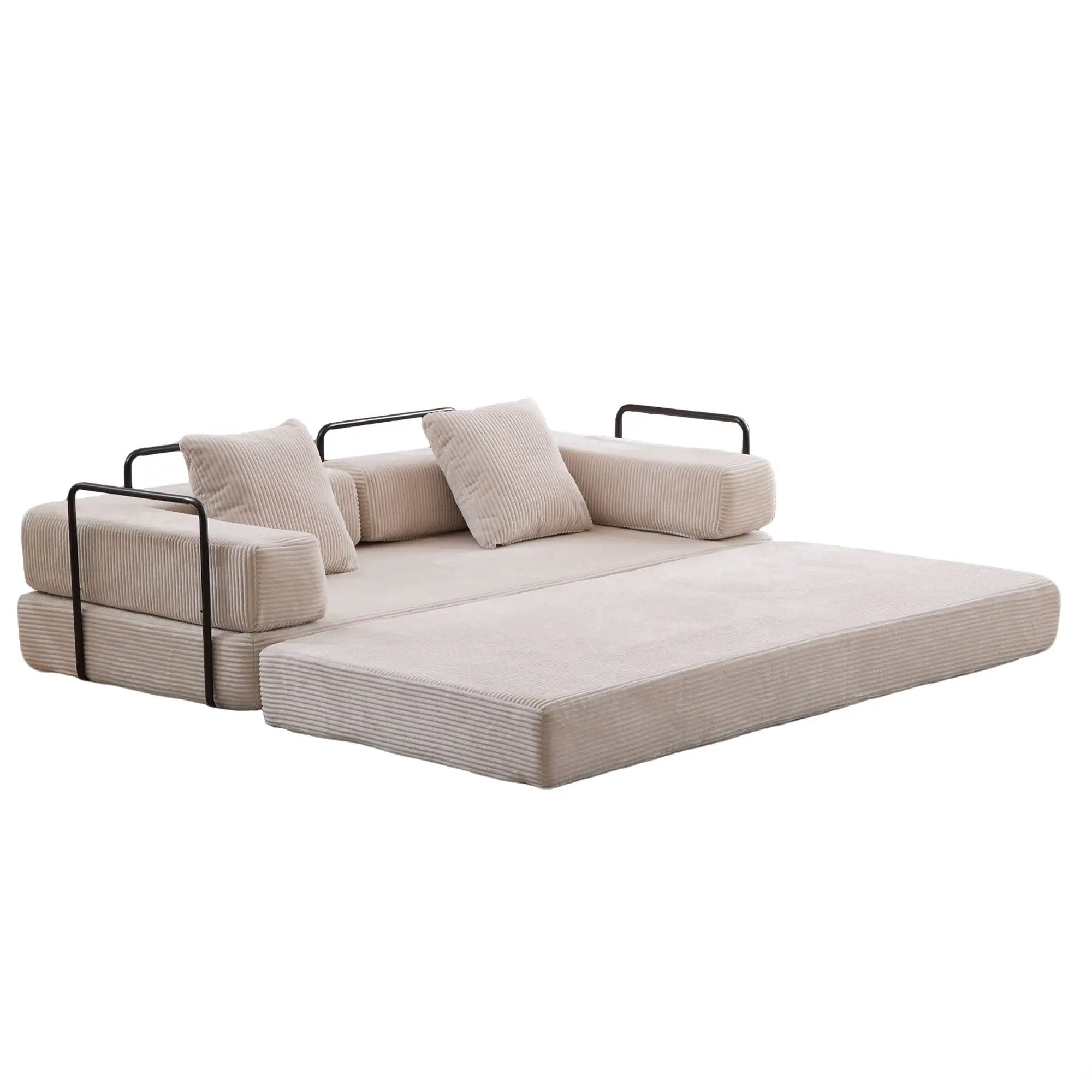 Floor Couch, Convertible Floor Sofa Bed With Pillow Back Support Armrest by HouseOfZazla