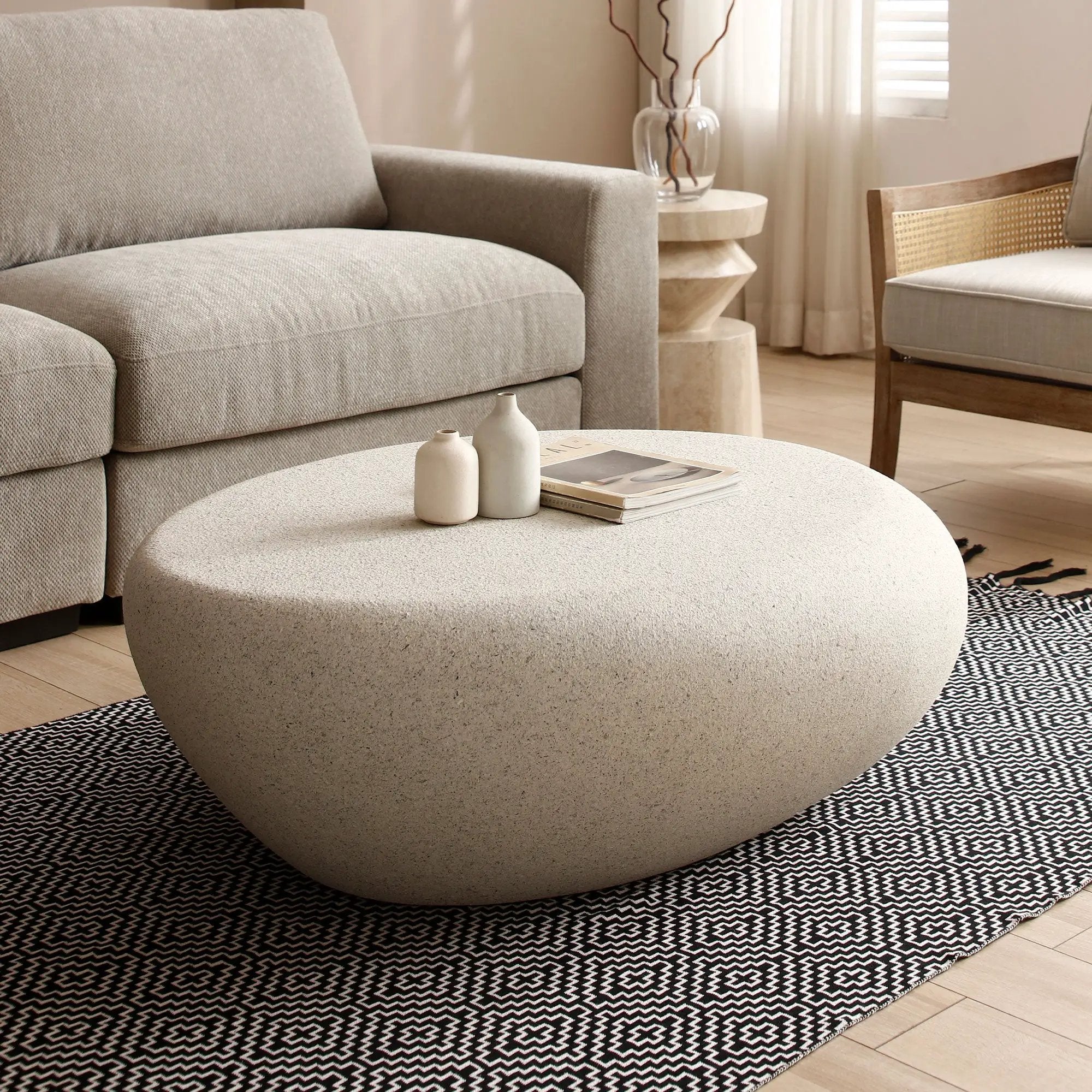 43.31'' Fiberglass Elliptical Coffee Table for Living Room by HouseOfZazla