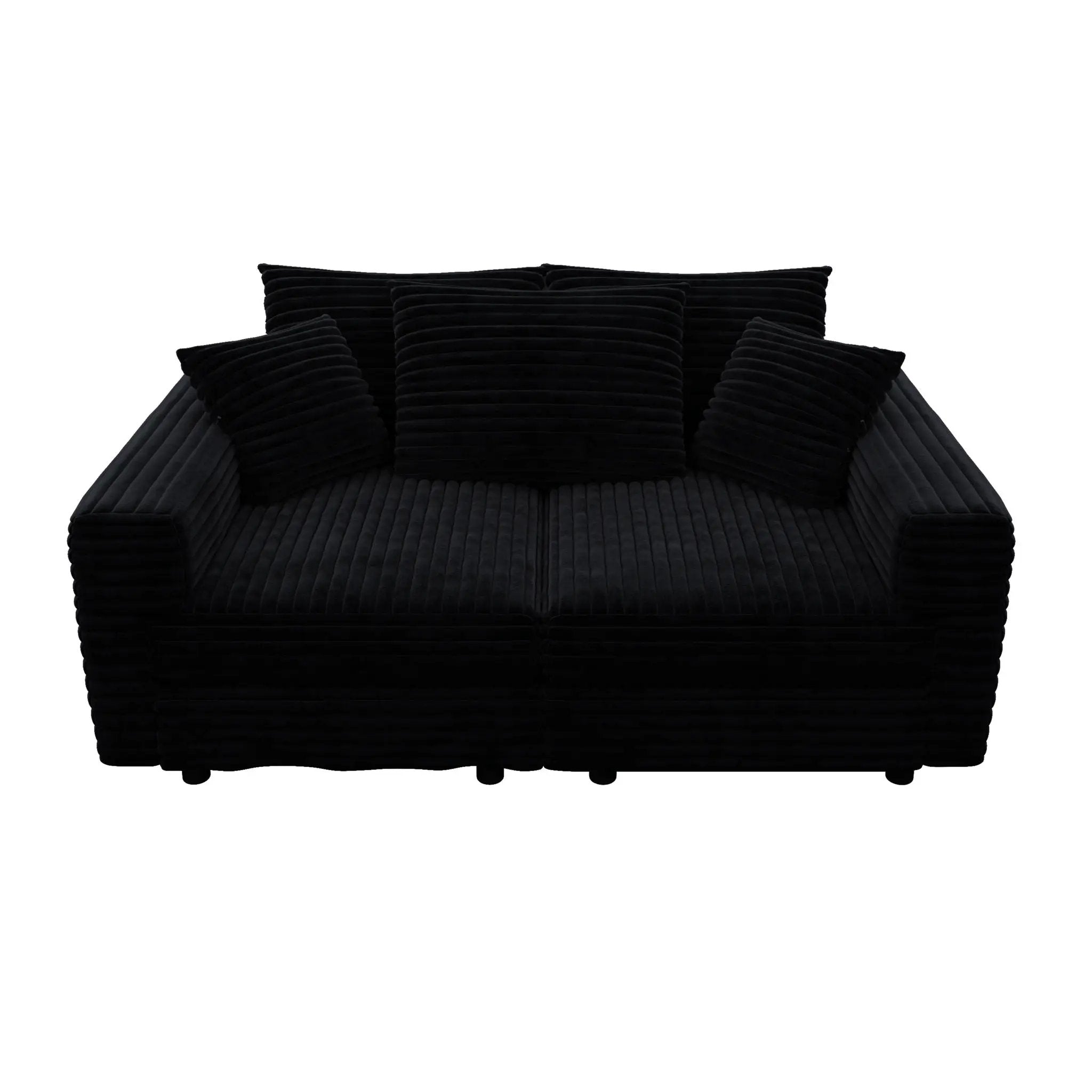 Deep Seat Convertible Sofa With Soft Pillows And Ottomans