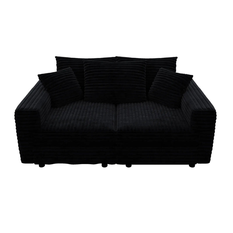 Deep Seat Convertible Sofa With Soft Pillows And Ottomans