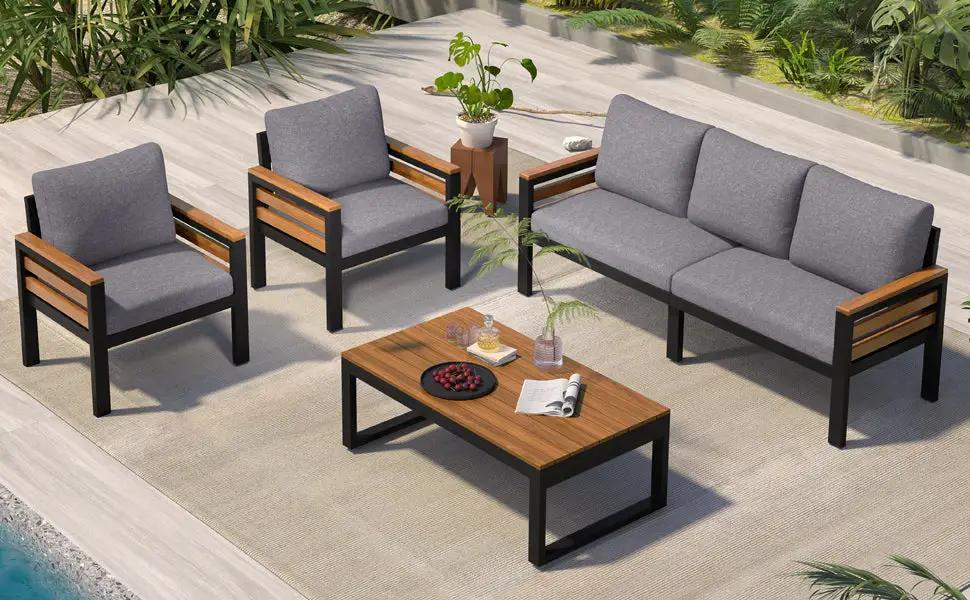 GO 4-Piece Outdoor Furniture Sofa Set for 5 People by HouseOfZazla