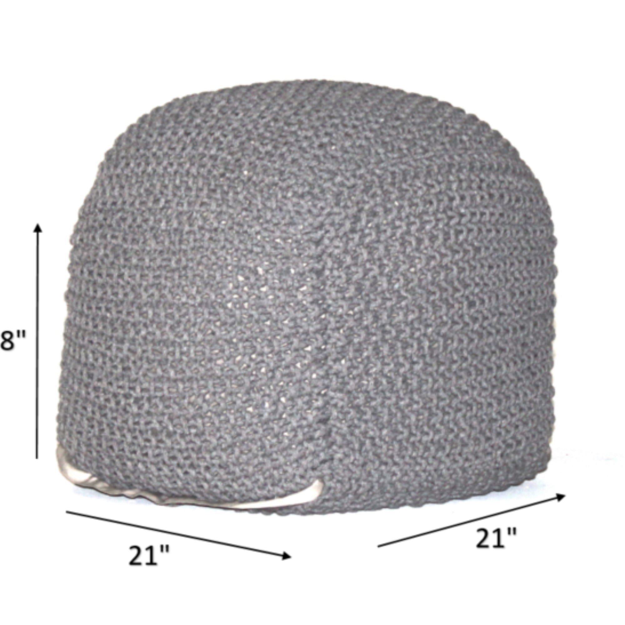 Semi Rounded Pouf, Cable Knitted, Perfect Seating by Unique Piece Furniture