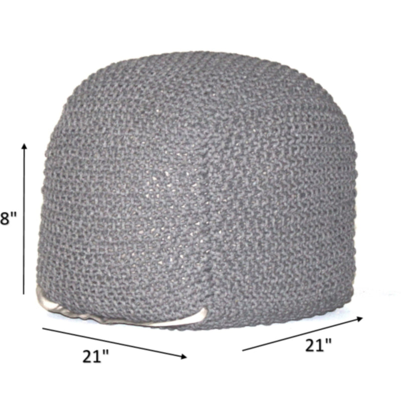 Semi Rounded Pouf, Cable Knitted, Perfect Seating by Unique Piece Furniture