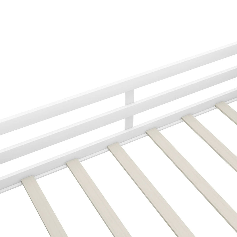 Low Loft Bed With Movable Shelves And Ladder, Decorative Chalkboard Guardrail