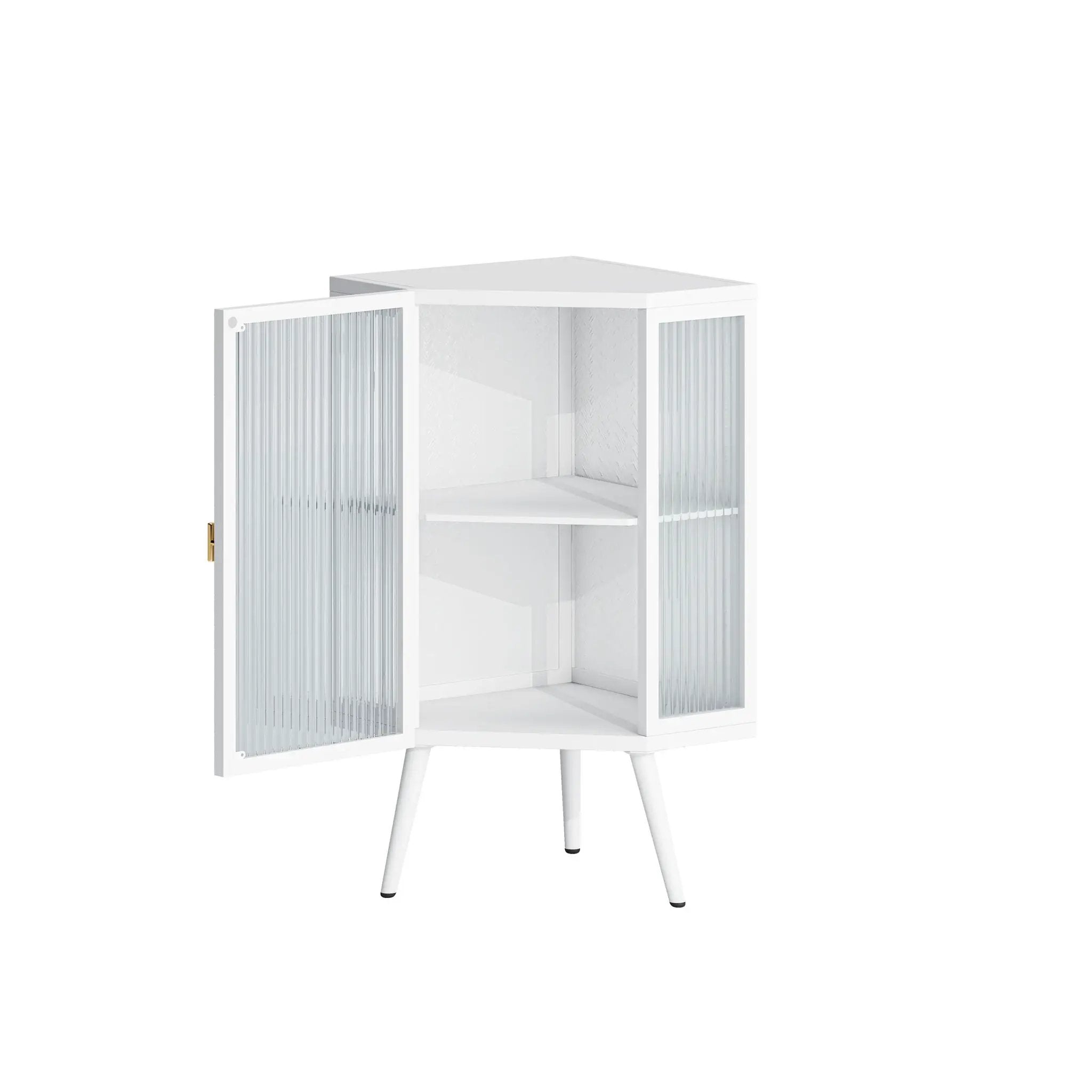 Corner Cabinet With Door And Shelves For Bathroom - White by HouseOfZazla