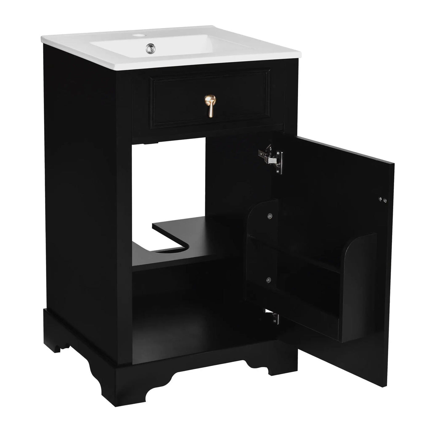 Elegant Bathroom Vanity With Ceramic Sink, Soft Close Door, Adjustable Shelf by HouseOfZazla