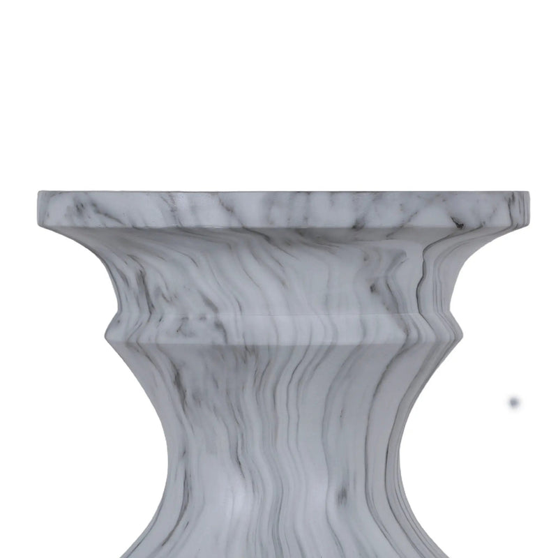 Geometric Round Outdoor End Table - Marble by HouseOfZazla