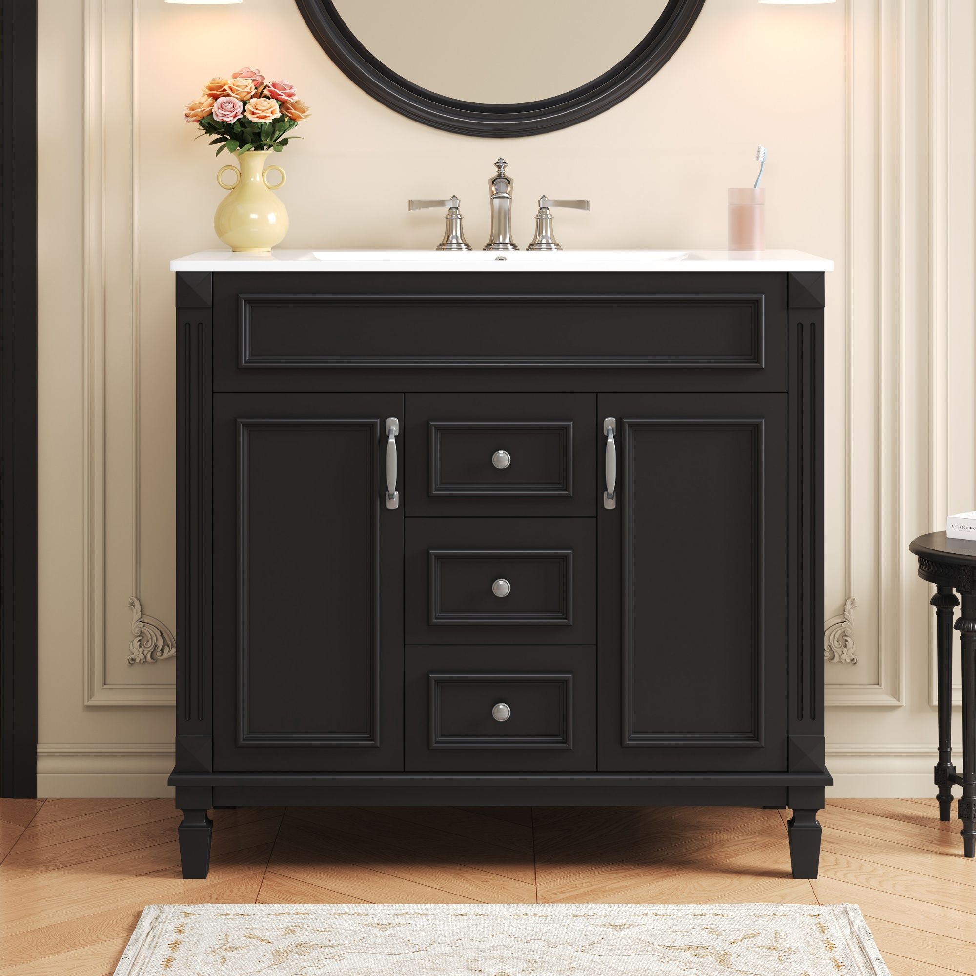 Bathroom Vanity With Top Sink, Basin On Cabinet With 2 Soft Closing Doors And 2 Drawers by Unique Piece Furniture