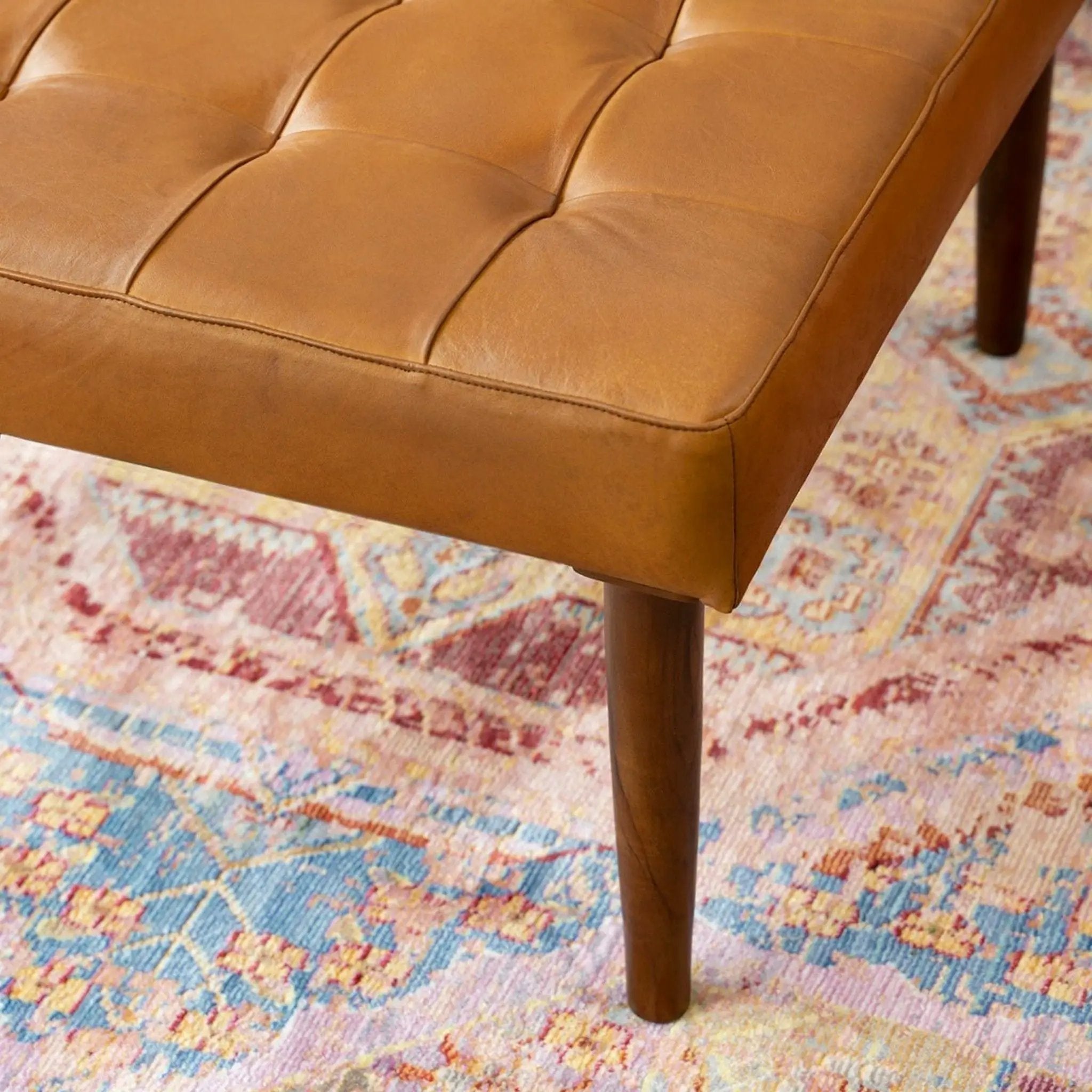 Mark - Tufted Square Genuine Upholstered Ottoman by Unique Piece Furniture