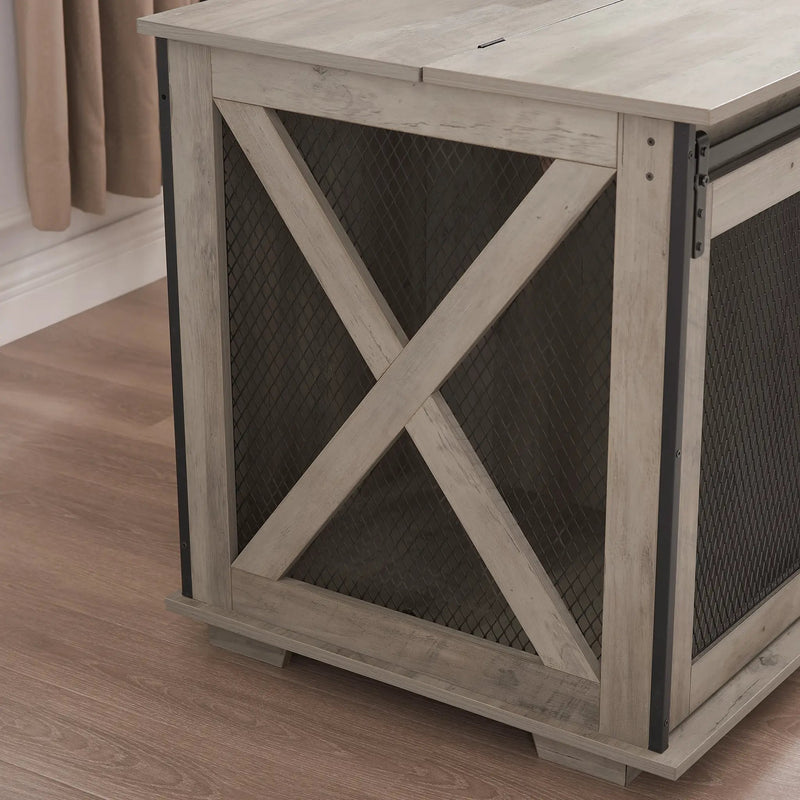 Farmhouse Dog Cage Crate Furniture with Sliding Barn Door by HouseOfZazla