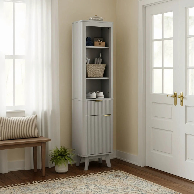 Tall Bathroom Storage Cabinet With Adjustable Shelves And 1 Drawer & Door by HouseOfZazla