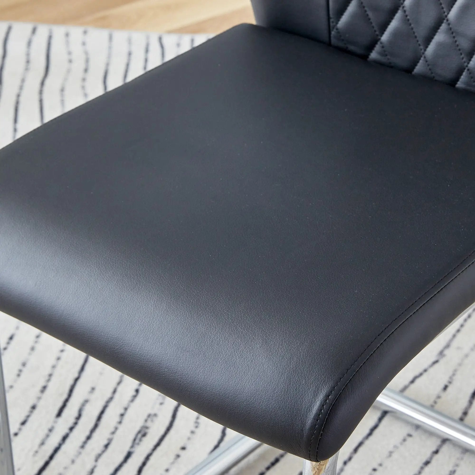 Modern Dining Chairs With Padded Seat, Metal Legs