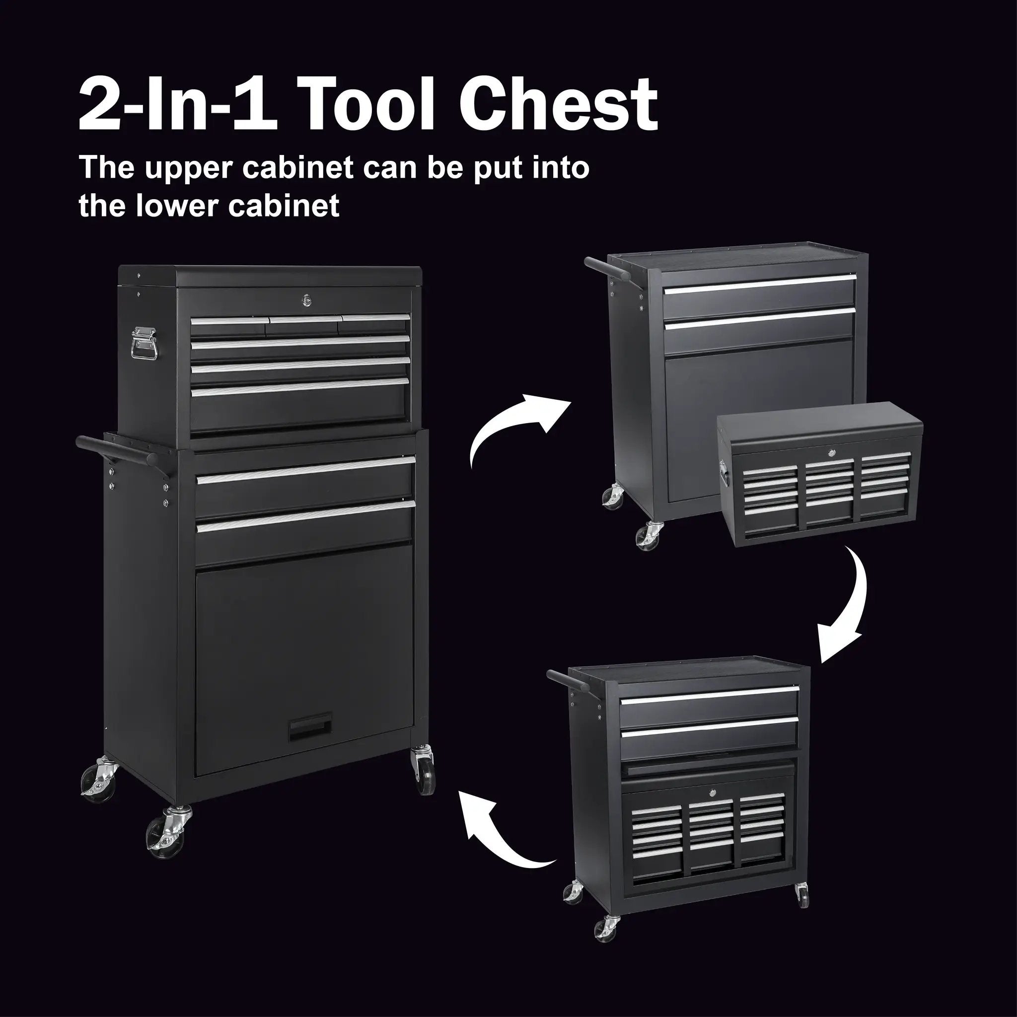 8-Drawer Rolling Tool Storage Cabinet with Detachable Top by HouseOfZazla