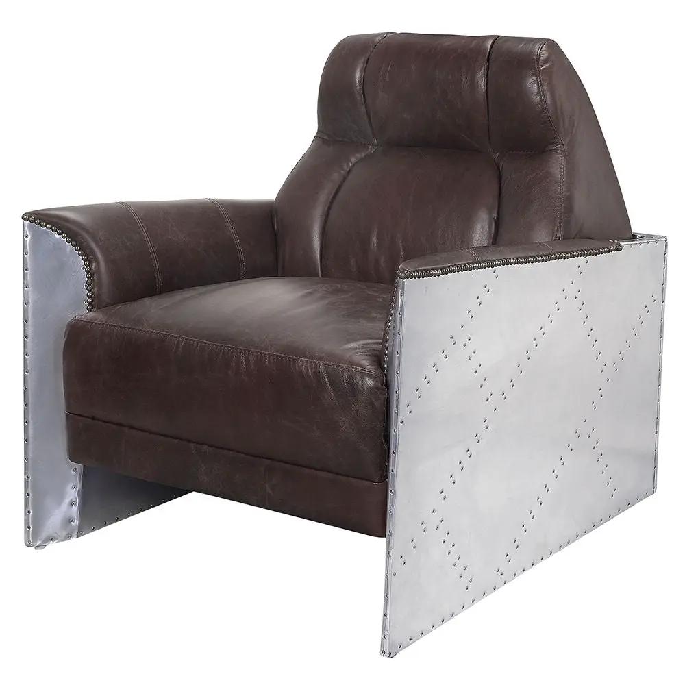 Brancaster - Accent Chair - Espresso Top Grain Leather & Aluminum by Unique Piece Furniture