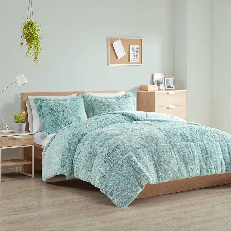 Twin/Twin XL Shaggy Long Fur Comforter Mini Set by HouseOfZazla