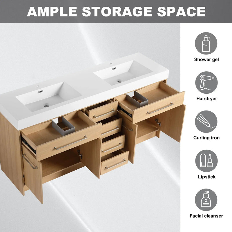 Freestanding Bathroom Vanity With Resin Sink, Soft-Closing Doors And Drawers by Unique Piece Furniture