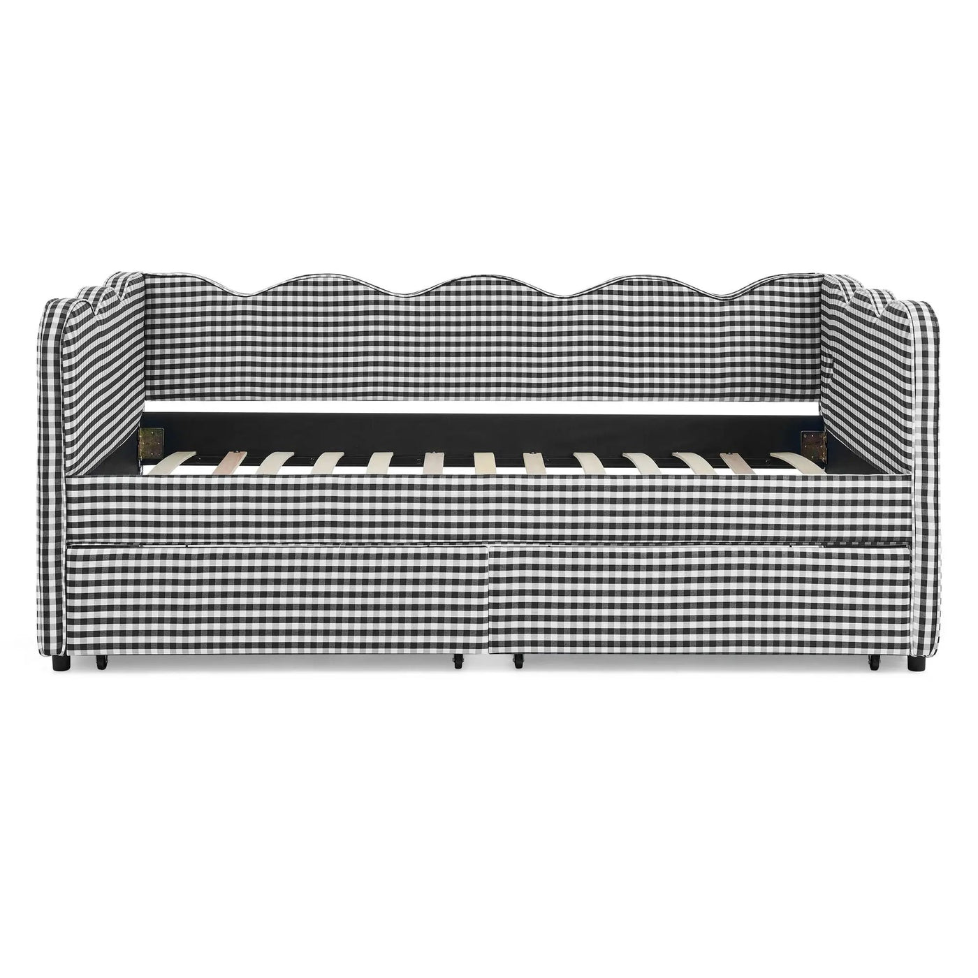 Gingham Daybed With USB Charging Port, Wave-Shaped Design by HouseOfZazla