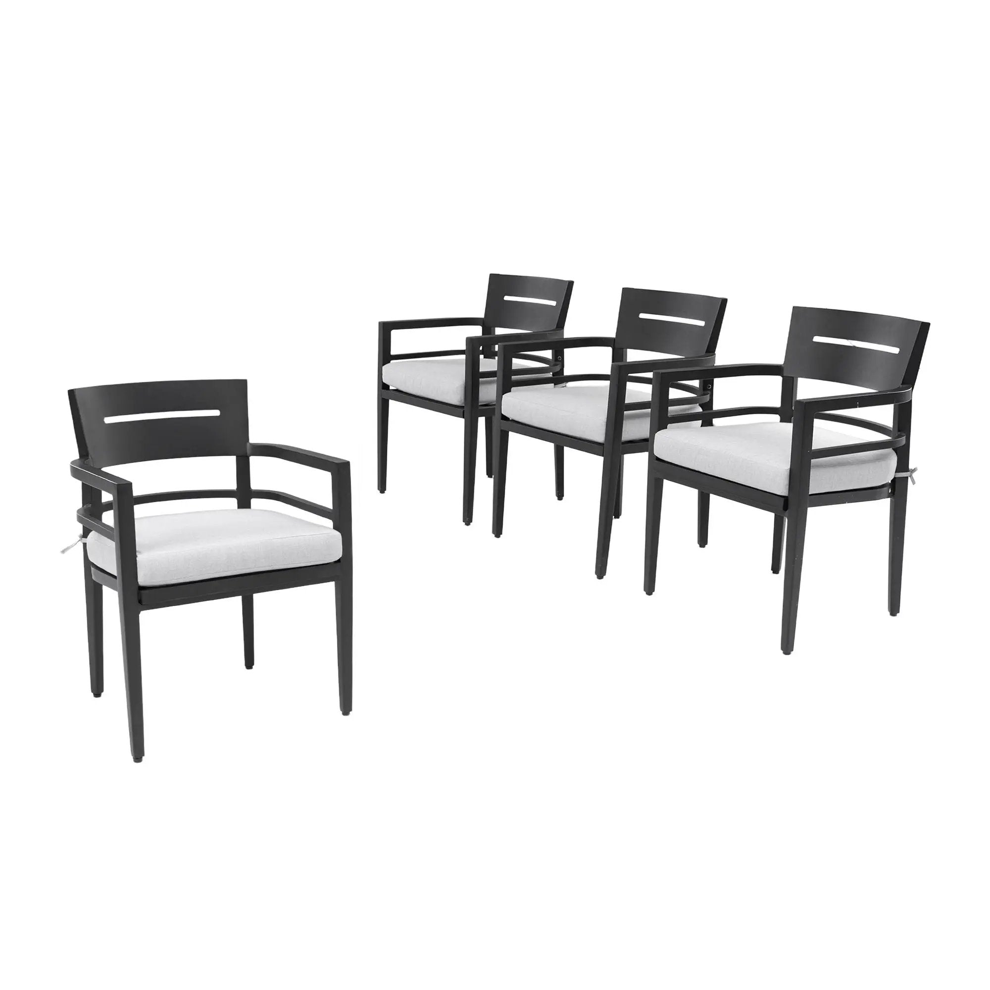 Outdoor Patio Dining Chairs With Outdoor Grade Sunbrella Fabric Cushions, Tapered Feet (Set of 4) - Ember Black by Unique Piece Furniture