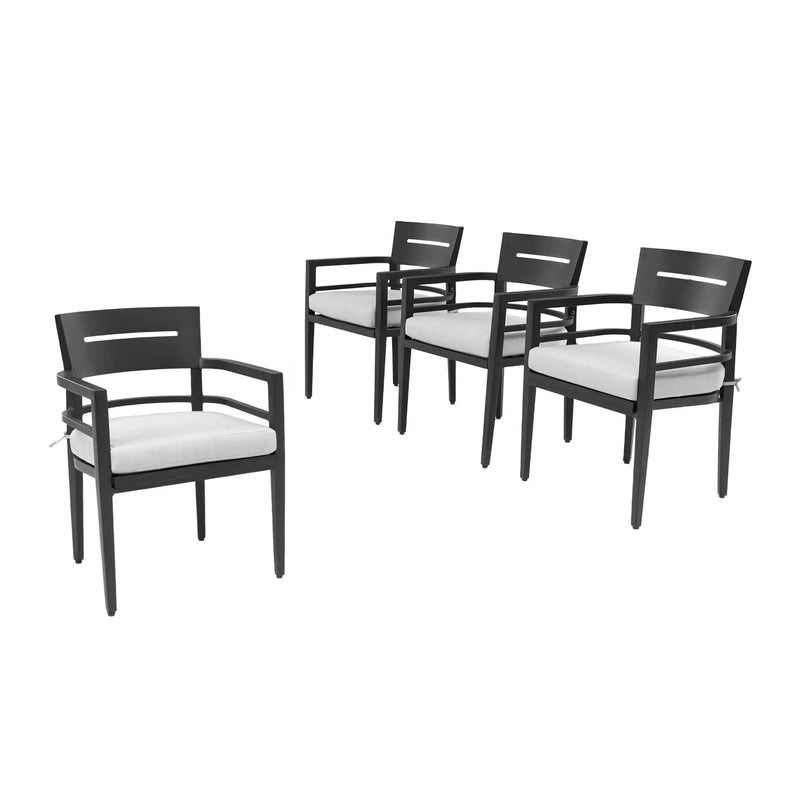 Outdoor Patio Dining Chairs With Outdoor Grade Sunbrella Fabric Cushions, Tapered Feet (Set of 4) - Ember Black by HouseOfZazla
