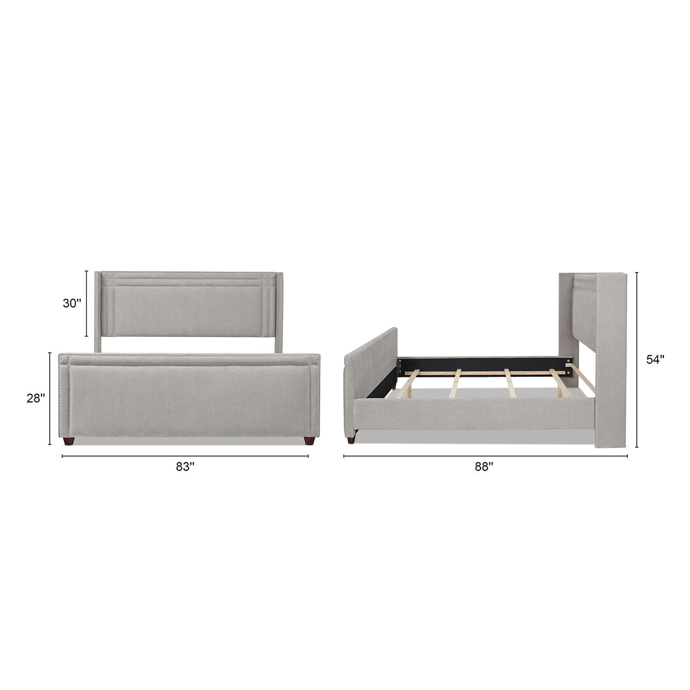 Elle - Wingback Upholstered King Bed - Silver Gray by HouseOfZazla