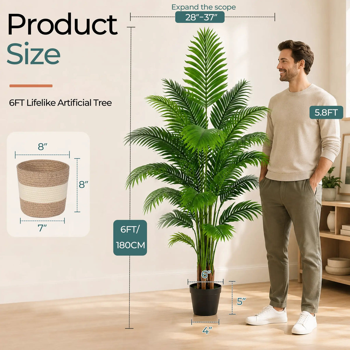 Artificial Palm Tree 6ft - Large Fake Tropical Tree (2 Pack) by HouseOfZazla