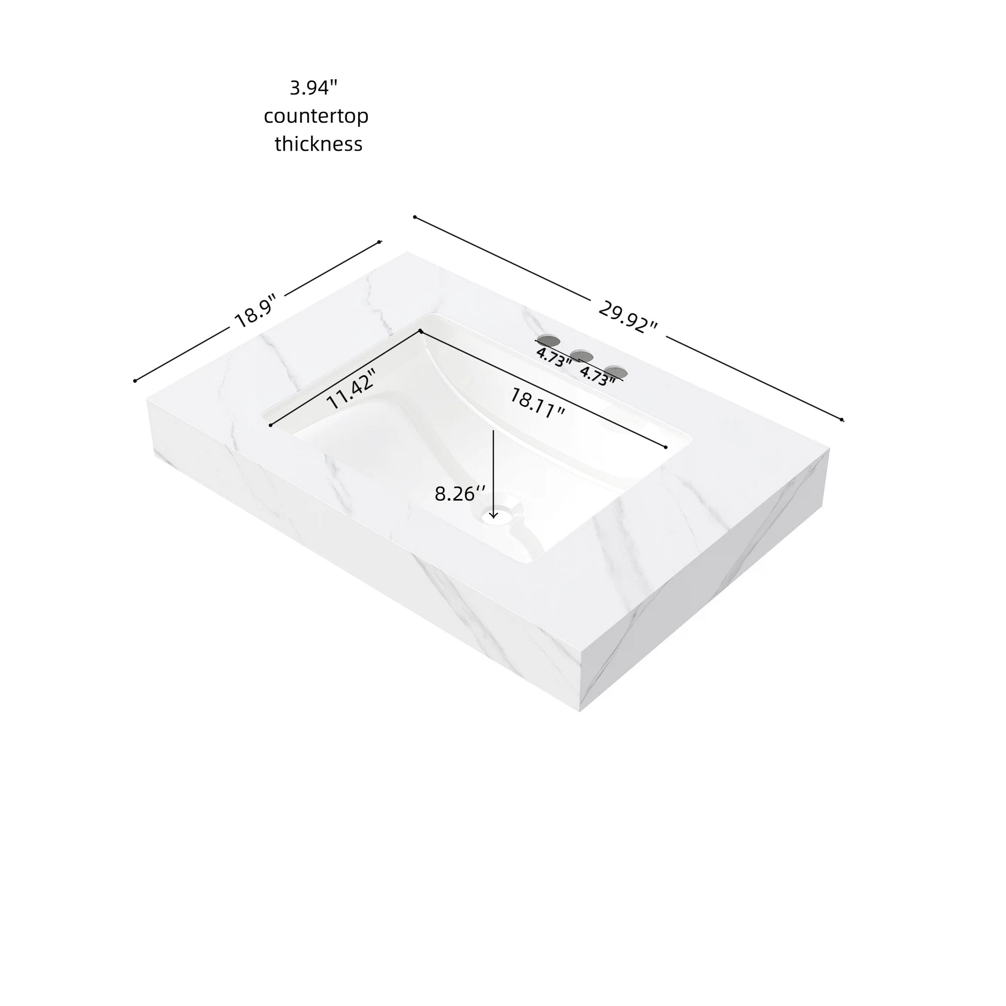 30" MURI Carrara Bathroom Vanity by HouseOfZazla