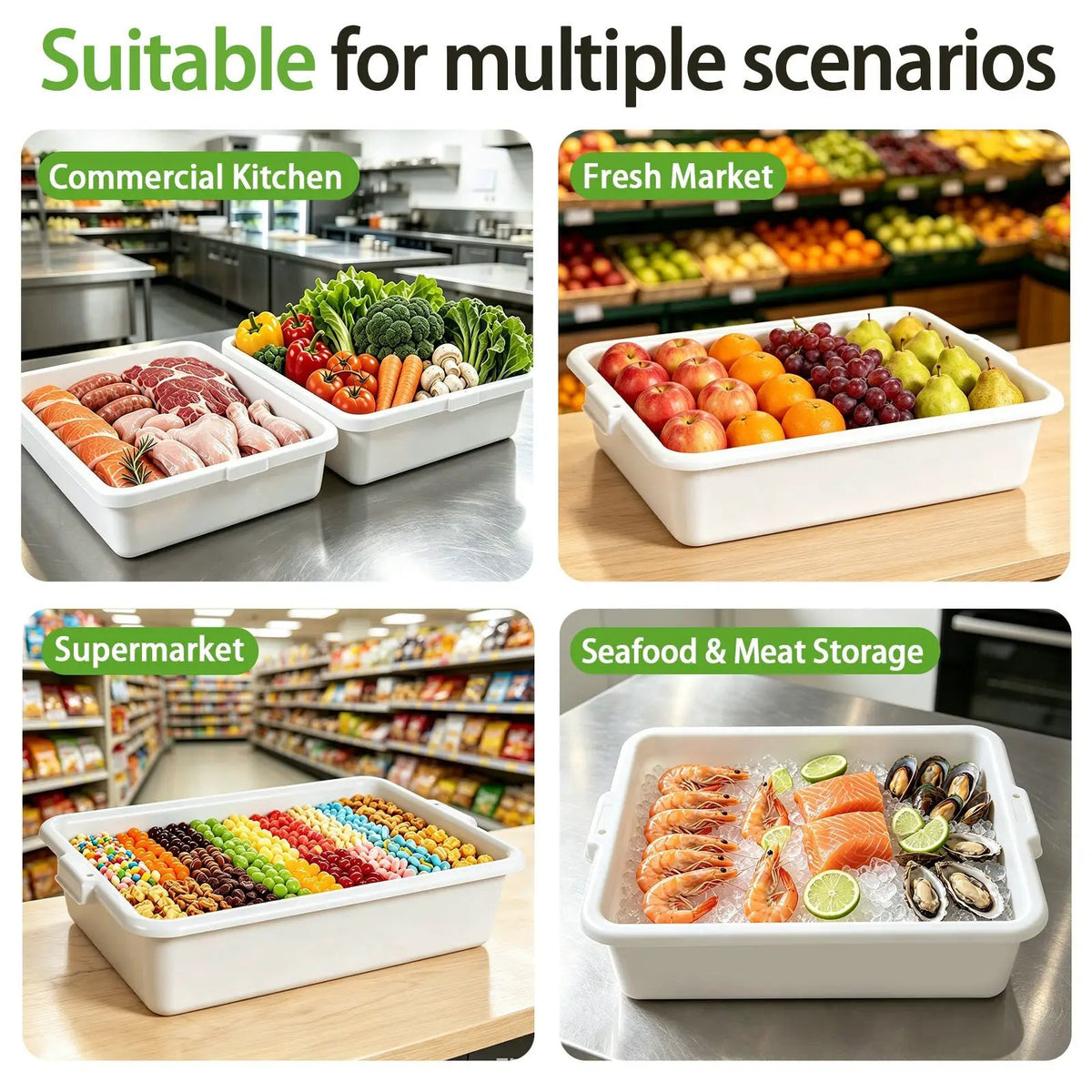 Commercial Meat Tubs with Lids - 6-Pack by HouseOfZazla