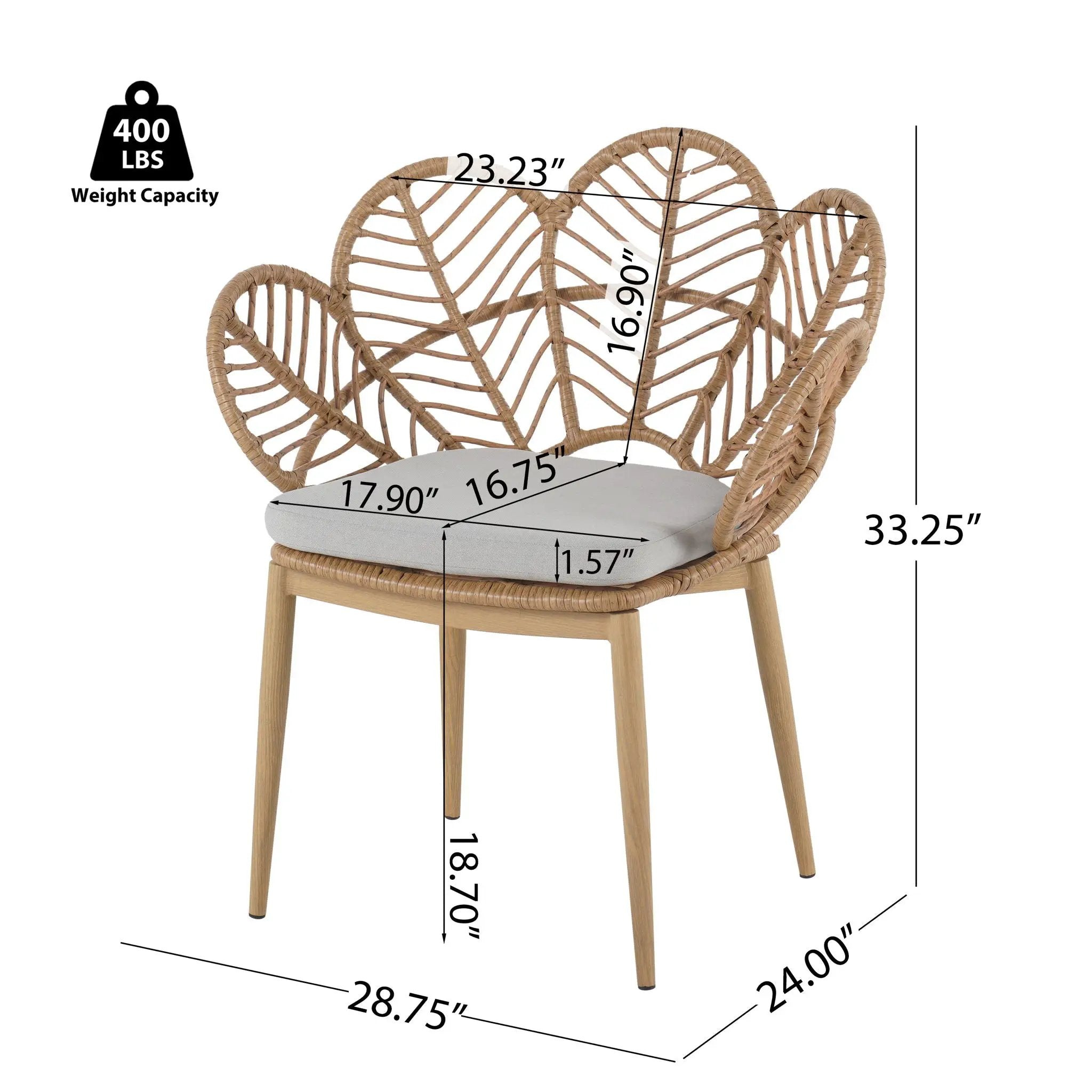Kirk Outdoor Wicker Peacock Shape Papasan Style Chair Set of 2 by HouseOfZazla