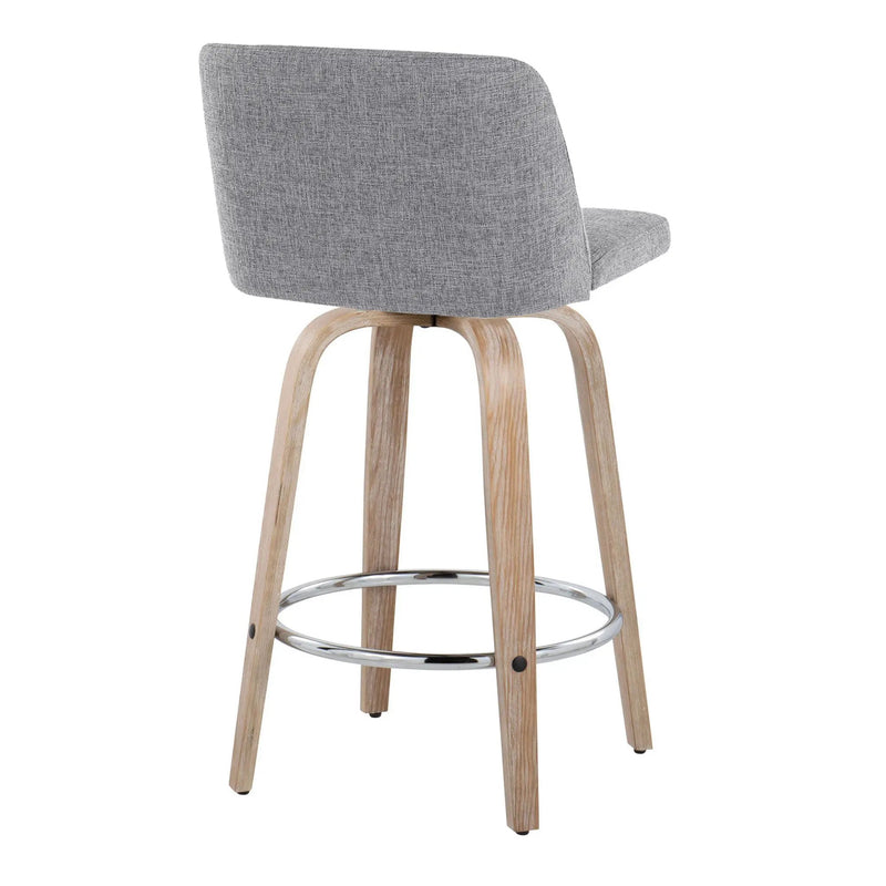 Toriano - Modern Design Fixed Height Counter Stool With Swivel With Round Footrest (Set of 2) by HouseOfZazla