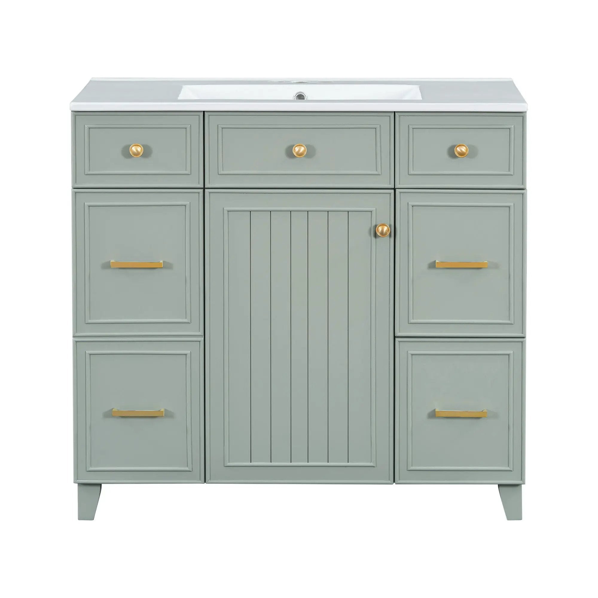 Bathroom Vanity With Ceramic Sink, Soft Close Doors, Adjustable Shelves