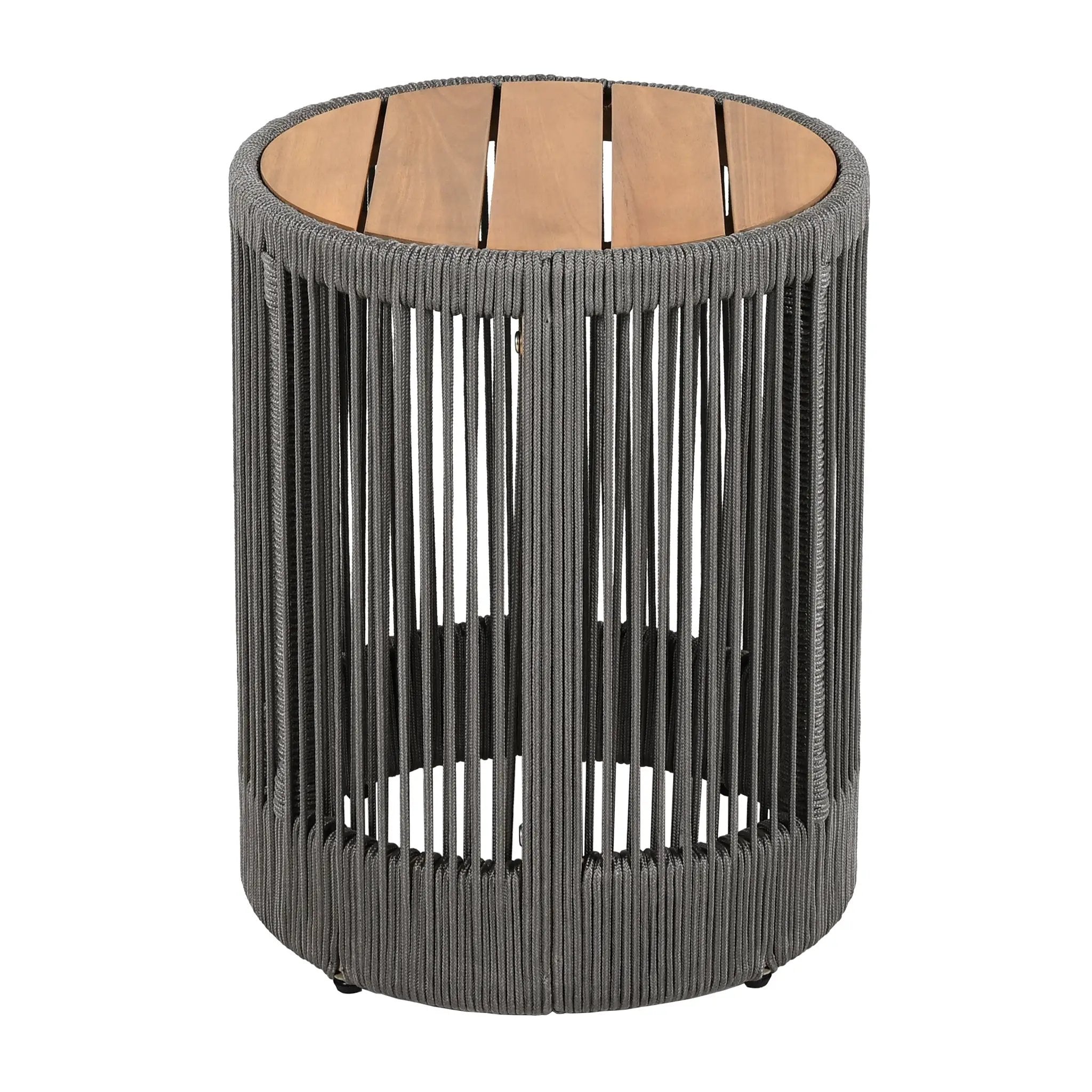 Outdoor Rope Chaise Lounge Set, Patio Lounge Chairs with Teak Look Wood Side Table by HouseOfZazla