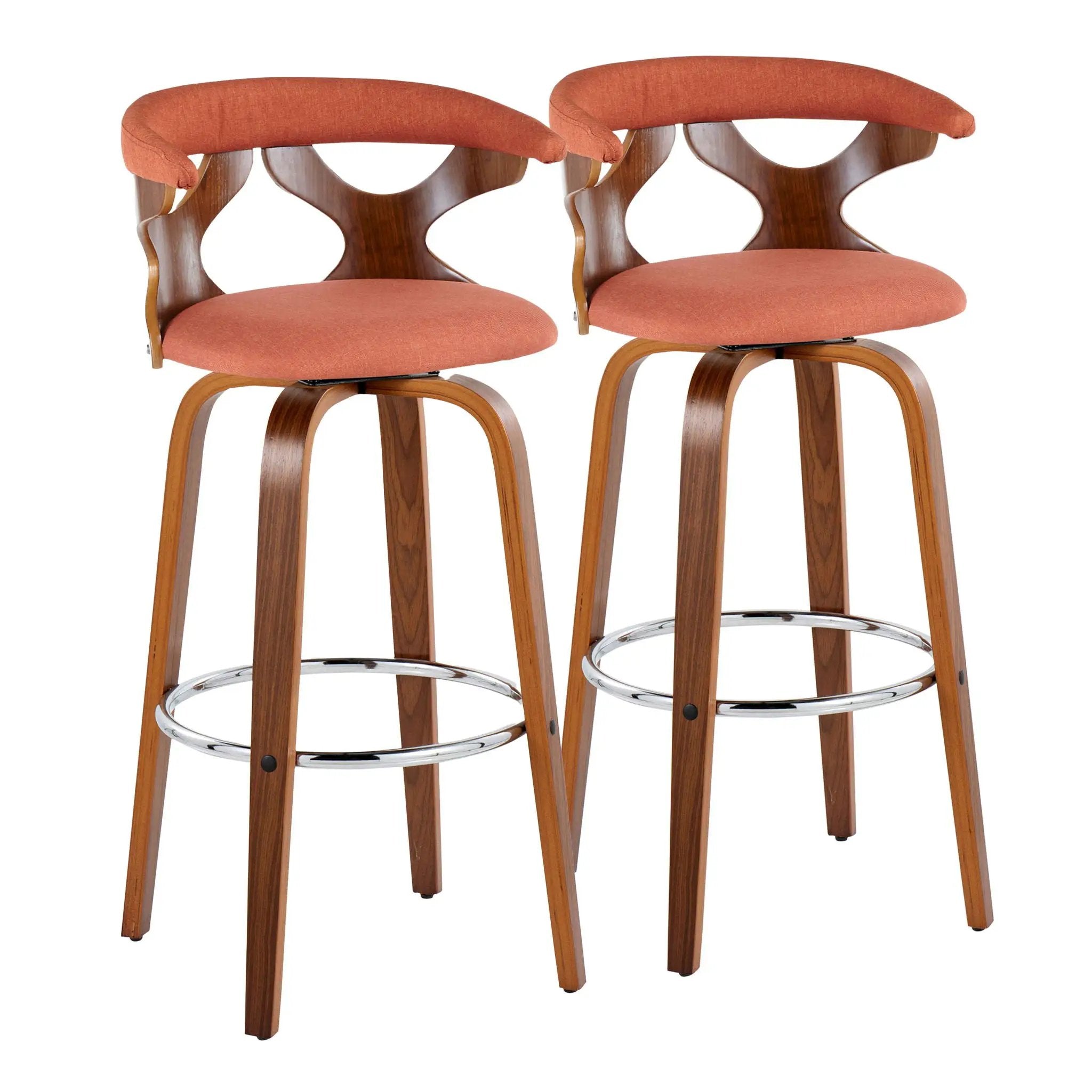 Gardenia - Mid Century Modern Fixed Height Barstool With Swivel With Round Footrest (Set of 2) by Unique Piece Furniture