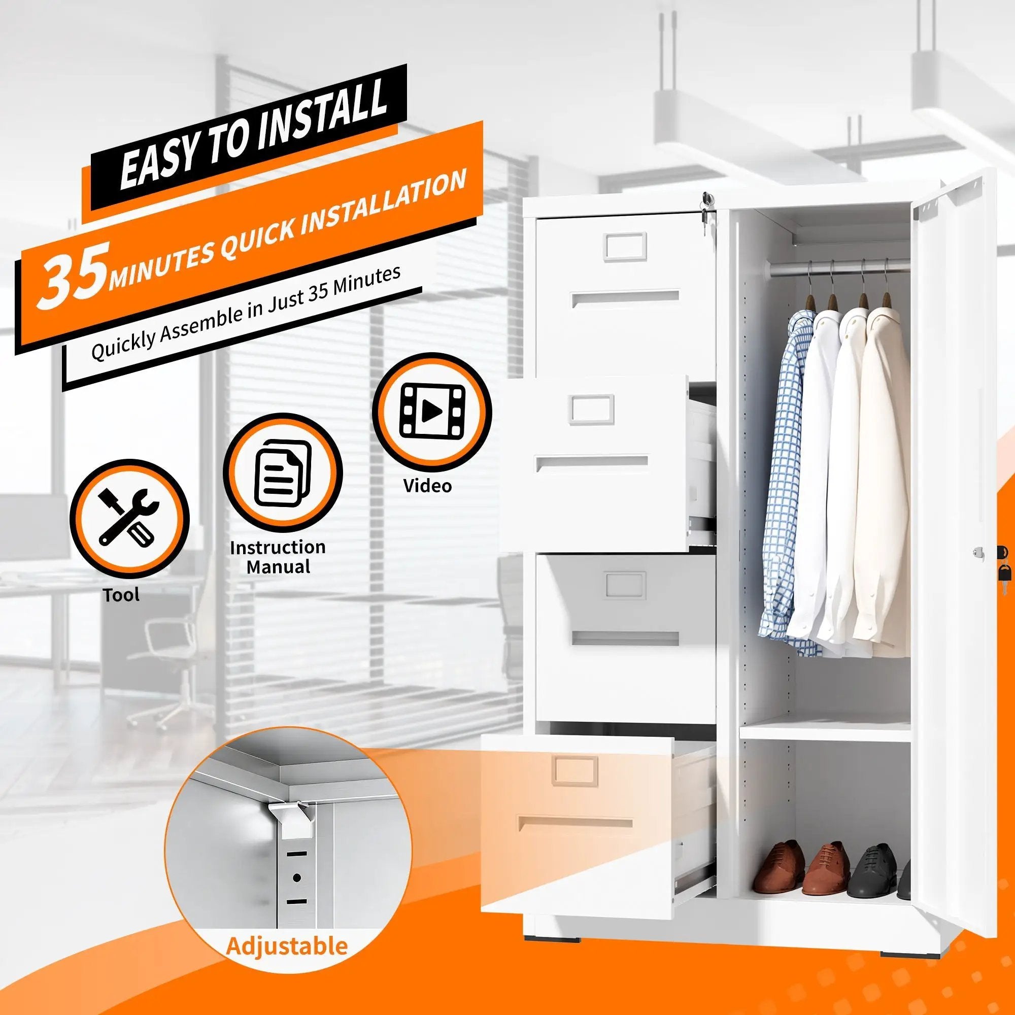 Storage Vertical Filing Cabinet With Lock by Unique Piece Furniture