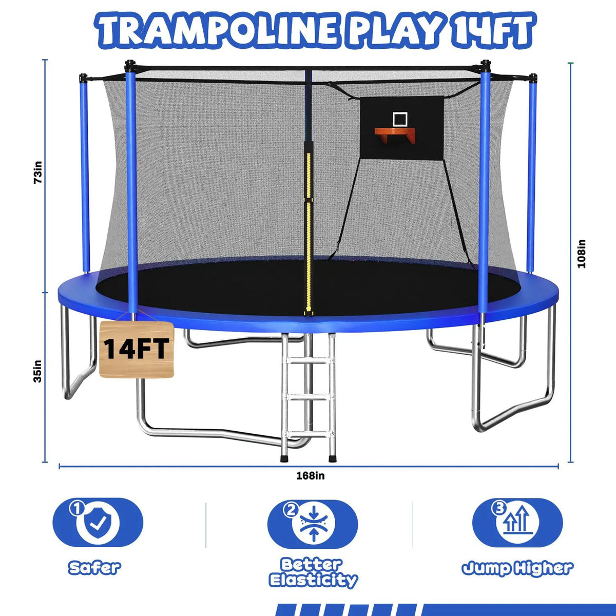 14FT Trampoline with Enclosure Net by HouseOfZazla