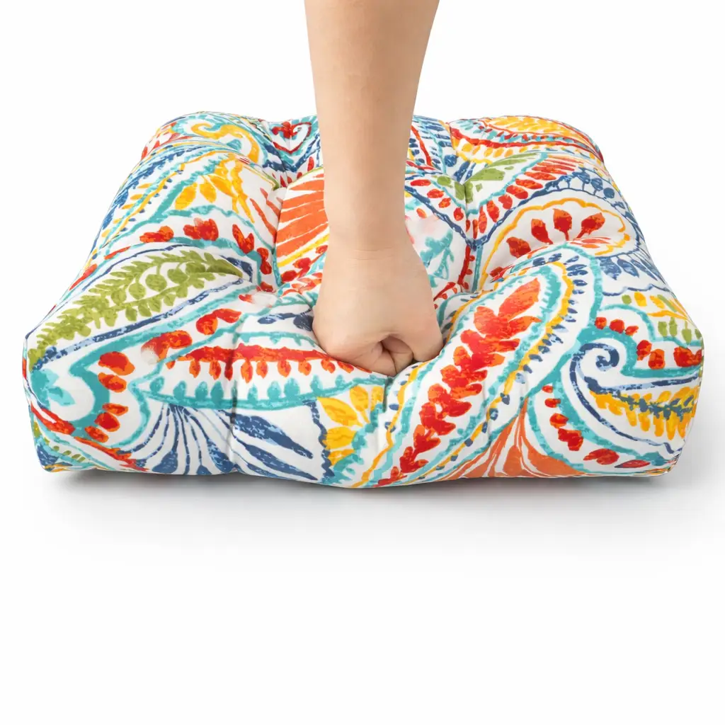 Outdoor Chair Cushions Set of 2, 19 x 19 x 4 Inch Tufted Seat Cushions by HouseOfZazla