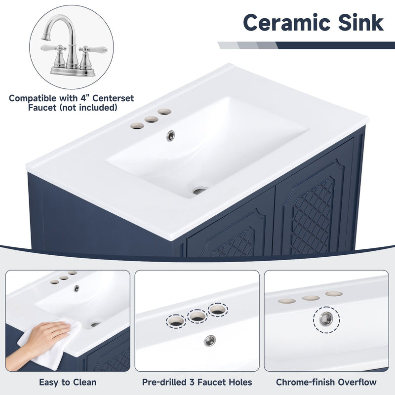 Bathroom Vanity With Sink, Soft Closing Door, Multi Functional Storage by HouseOfZazla