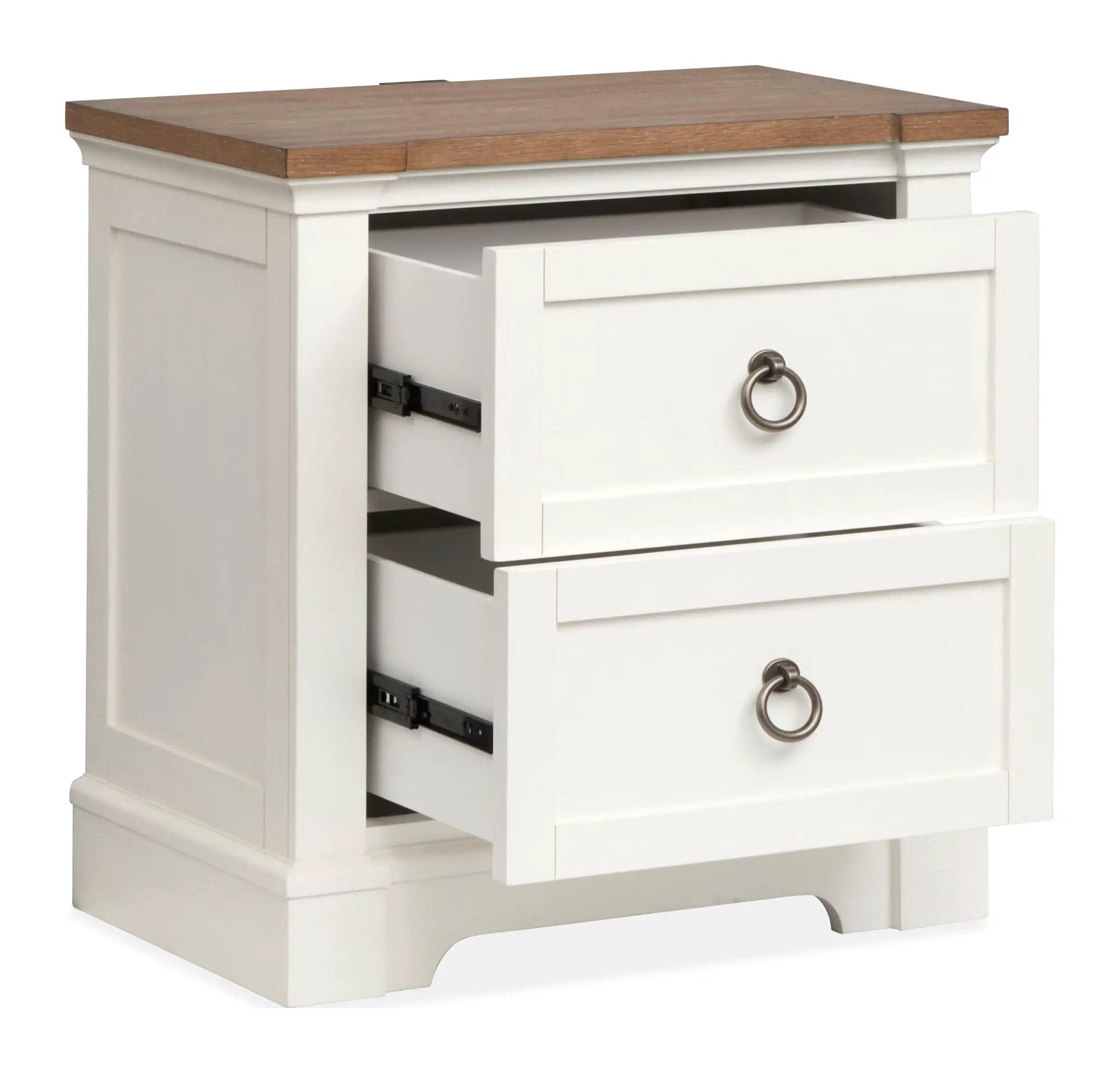Kingston - Drawer Nightstand - Whisper White And Cerused Nutmeg by Unique Piece Furniture