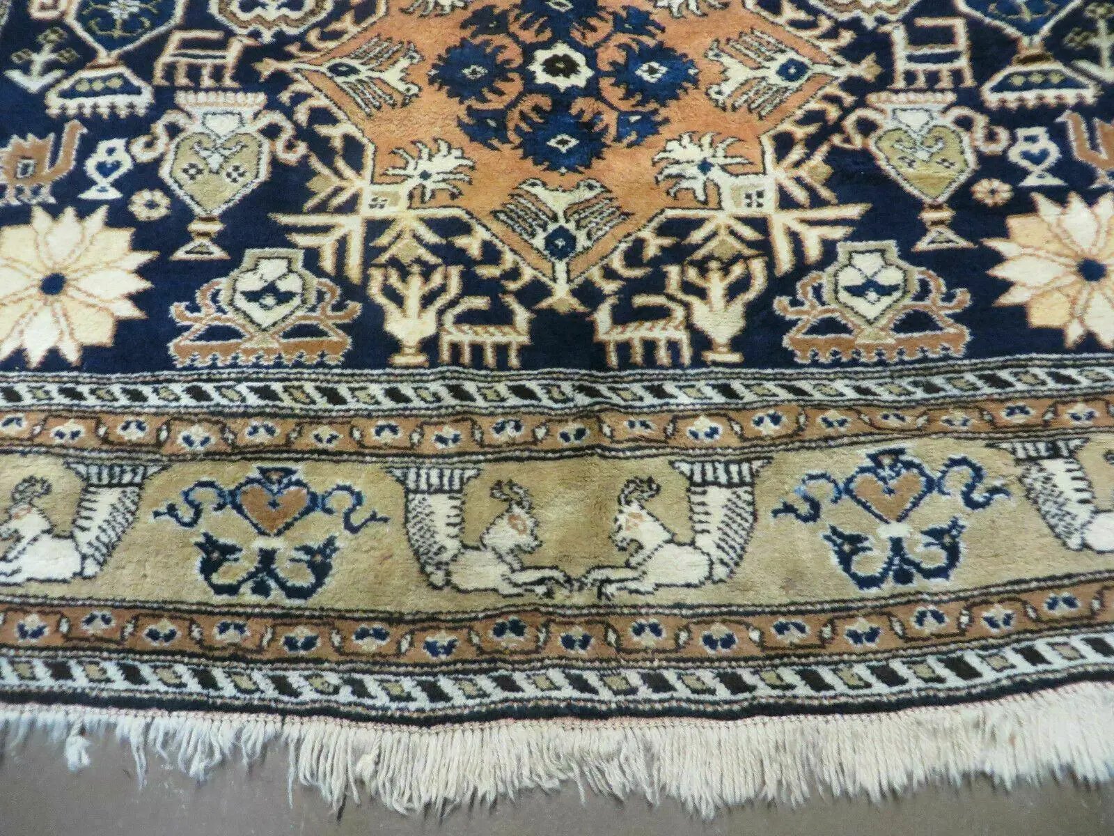 Persian Qum Rug 5.6 x 8.8, Navy Blue by Jewel Rugs