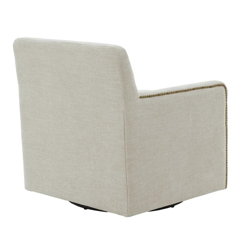 Tolland - Swivel Accent Chair With Antique Brass Nailhead Trim - Beige by HouseOfZazla