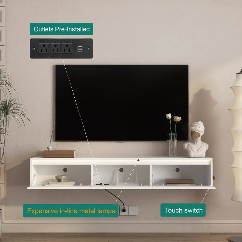 High-Gloss Suspended TV Cabinet with LED Lights by HouseOfZazla