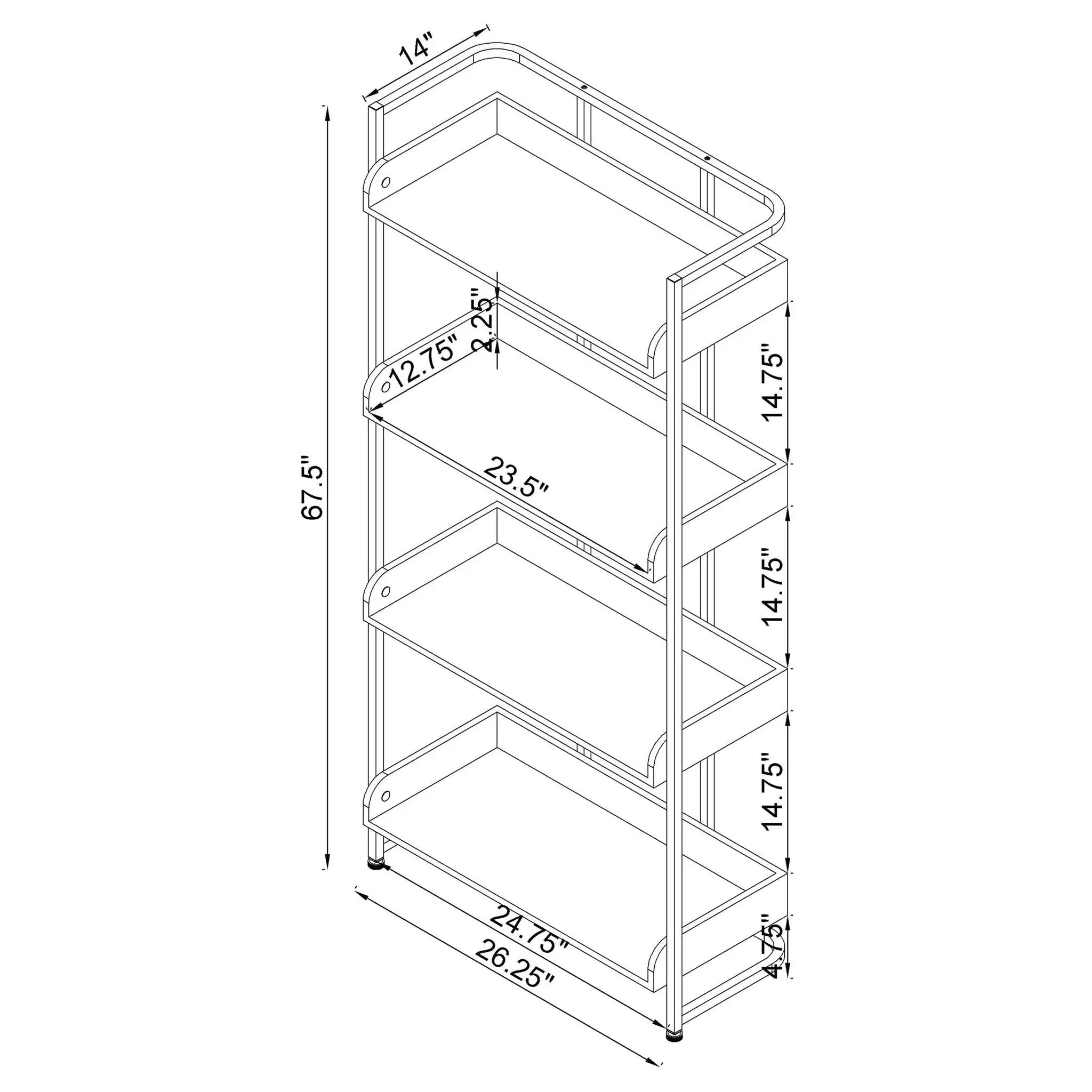 4 Shelf Open Back Bookcase With Accents - White by HouseOfZazla