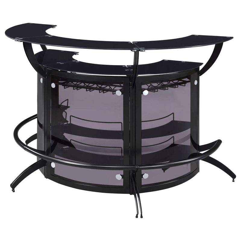 Dallas 3-piece Curved Freestanding Home Bar Cabinet Black by Unique Piece Furniture