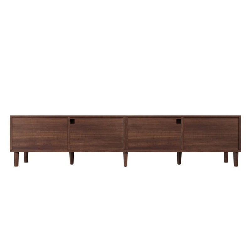 TV Stand For TVs Up To 90", Media Console With App Controlled LED Lights, 2 Drawers & Door Storage - Dark Brown by HouseOfZazla
