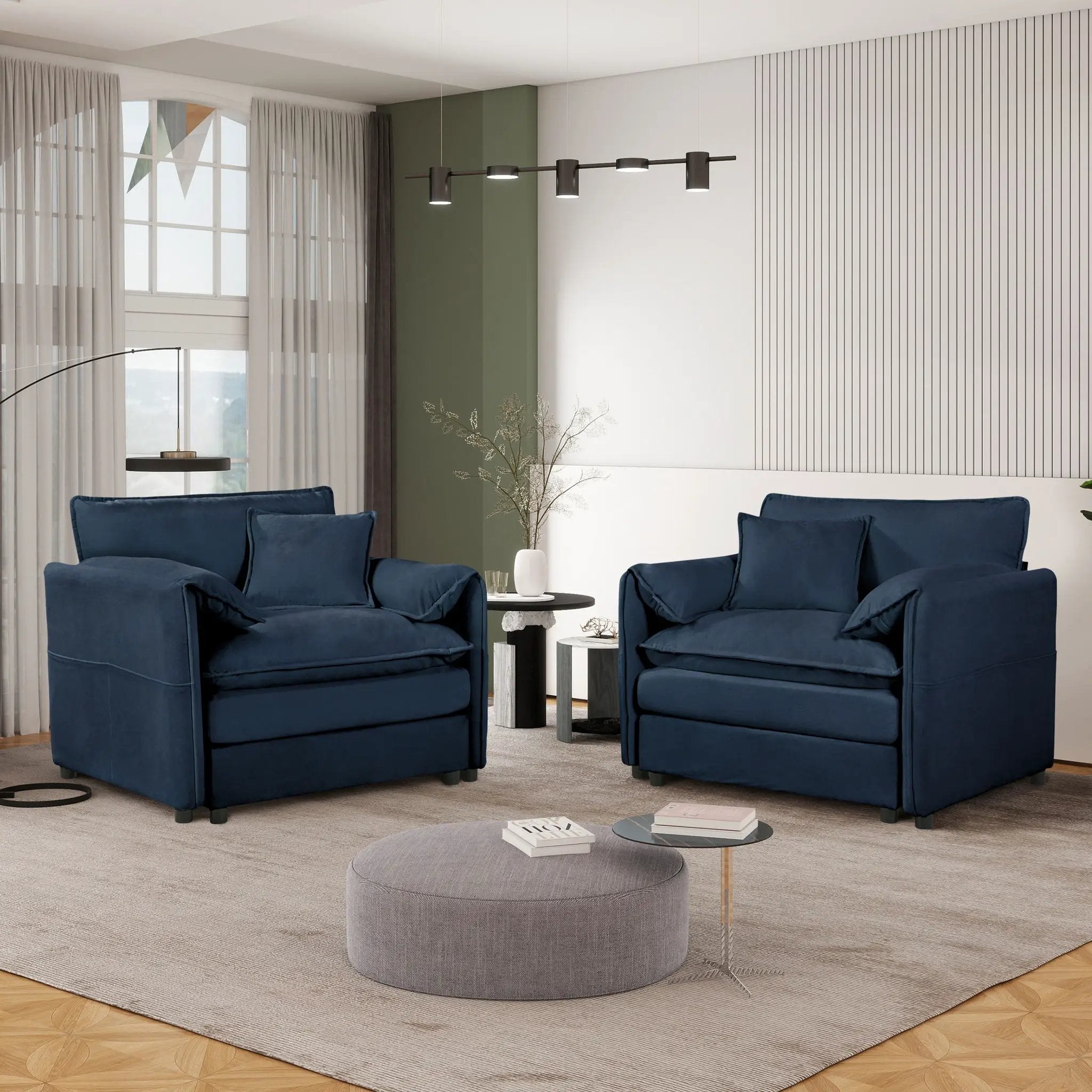Modern Oversized Accent Chair, Comfy Single Sofa With Large Seat (Set of 2) by Unique Piece Furniture
